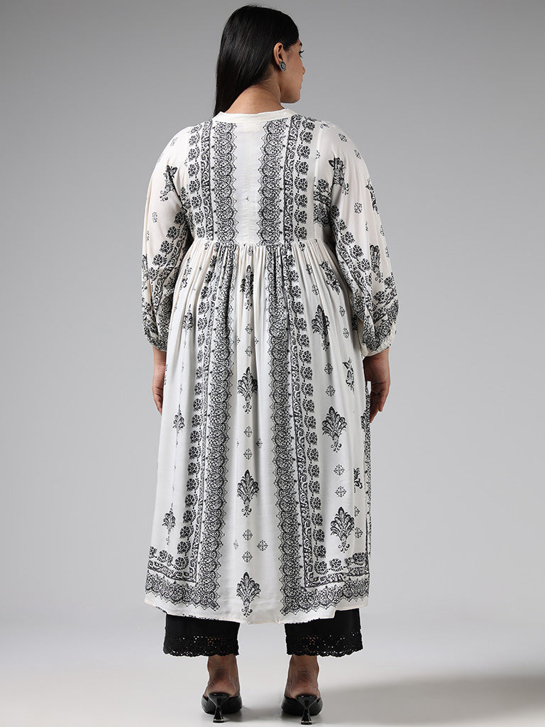 Diza Off White Printed Kurta