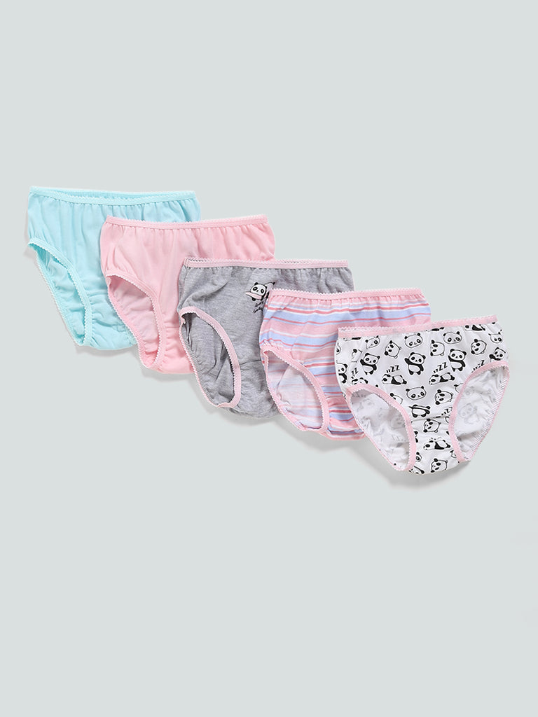 HOP Kids Multicolour Panda Printed Briefs - Pack of 5