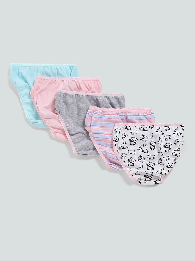 HOP Kids Multicolour Panda Printed Briefs - Pack of 5