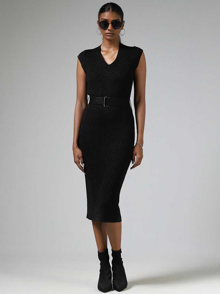 Wardrobe Black Knitted Bodycon Dress