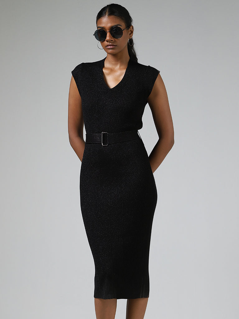 Wardrobe Black Knitted Bodycon Dress