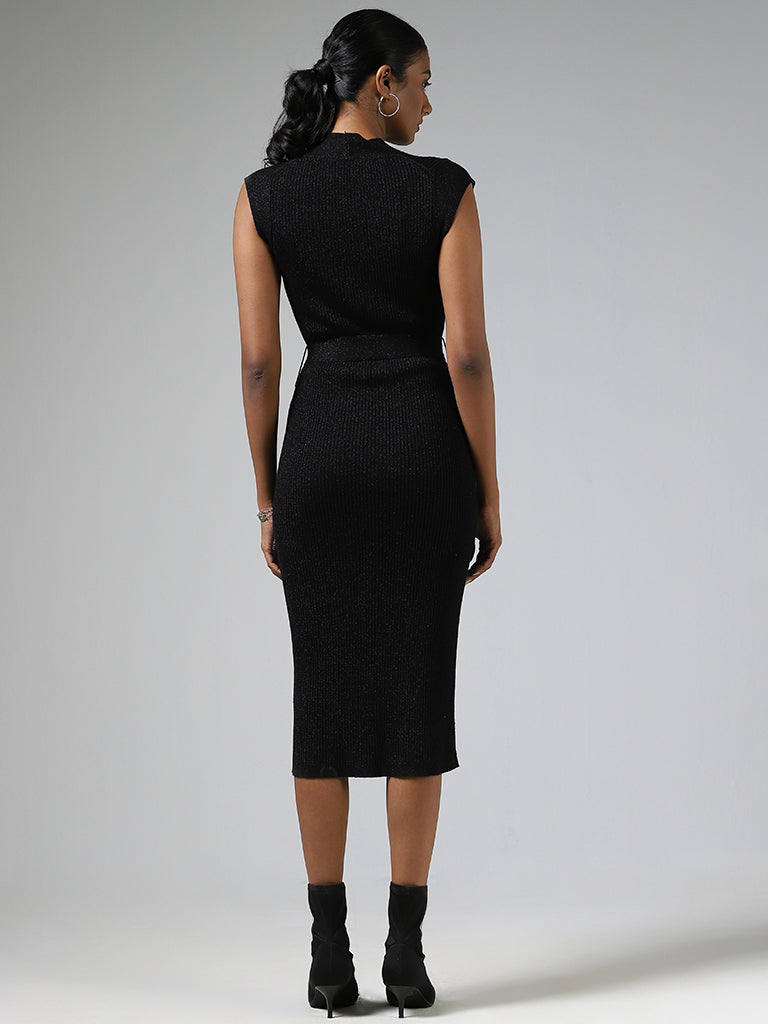 Wardrobe Black Knitted Bodycon Dress