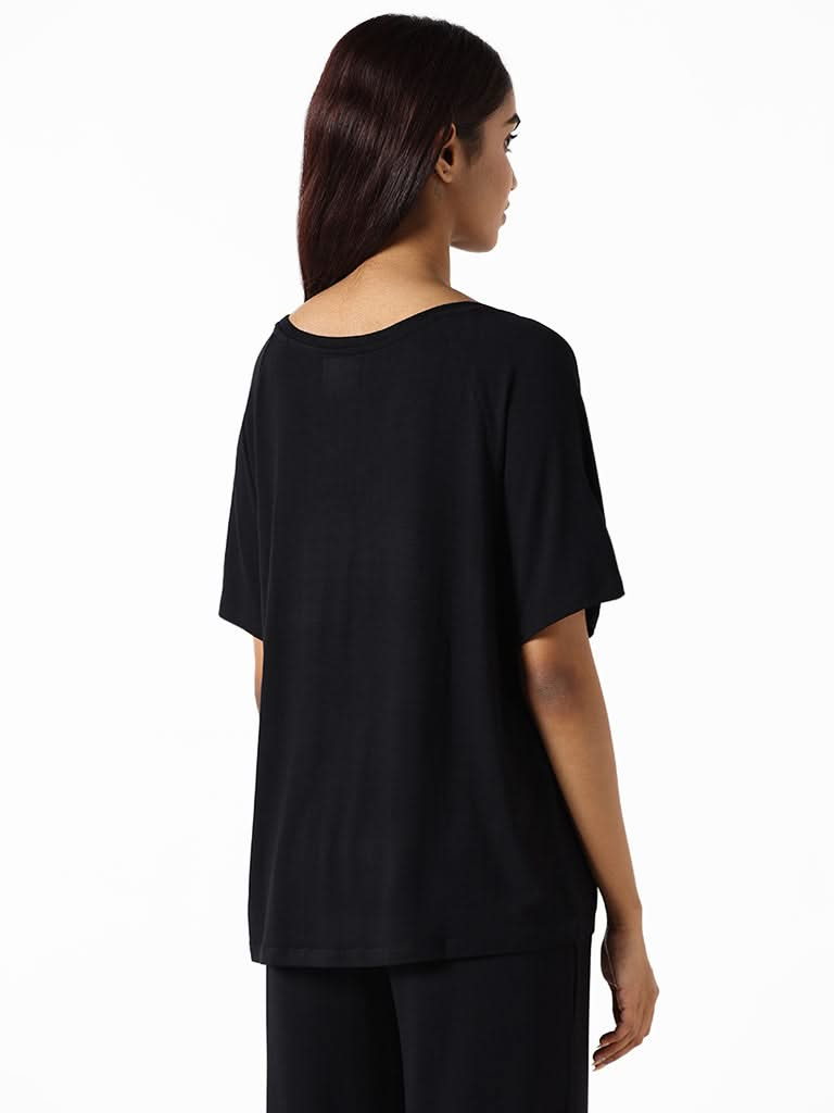 Wunderlove Black Regular Fit Supersoft T-Shirt