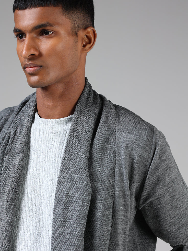 ETA Dark Grey Melange Slim-Fit Cardigan