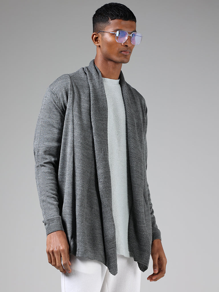 ETA Dark Grey Melange Slim-Fit Cardigan