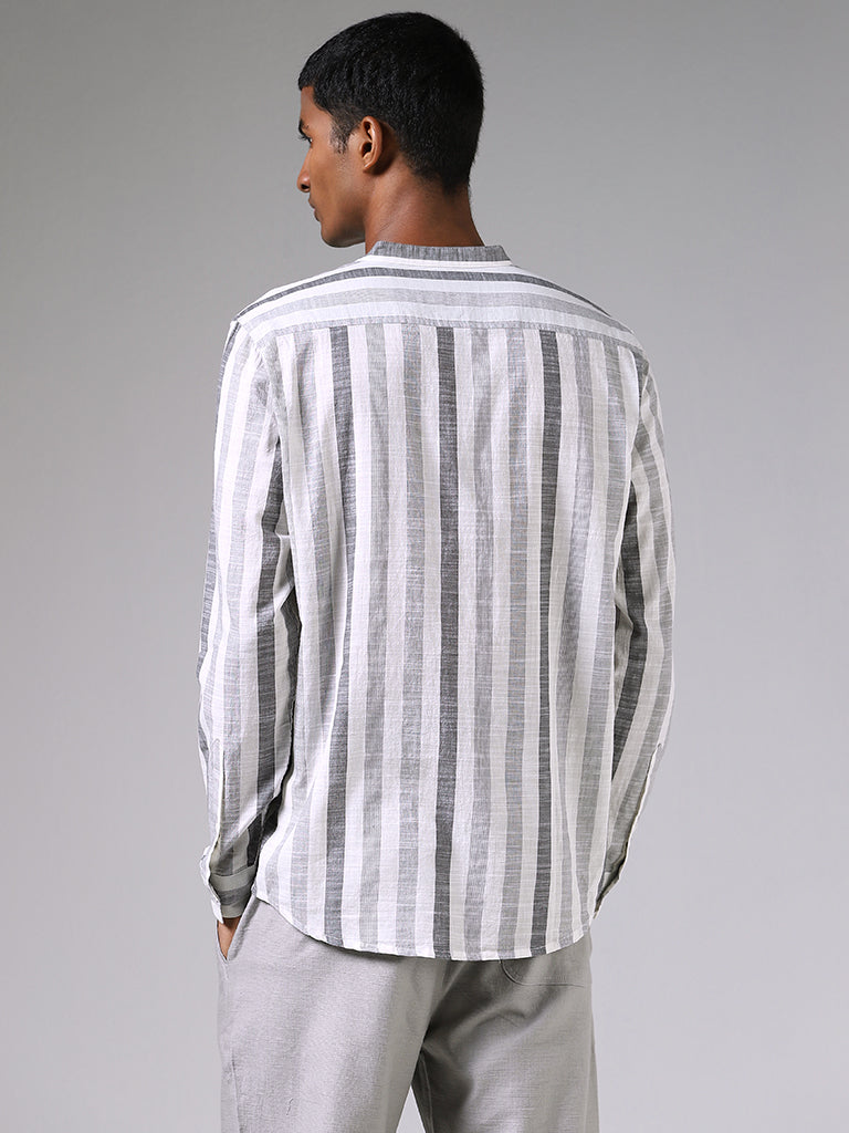 ETA Grey Striped Cotton Resort-Fit Shirt