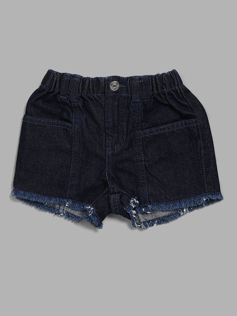 HOP Kids Solid Blue Denim Shorts