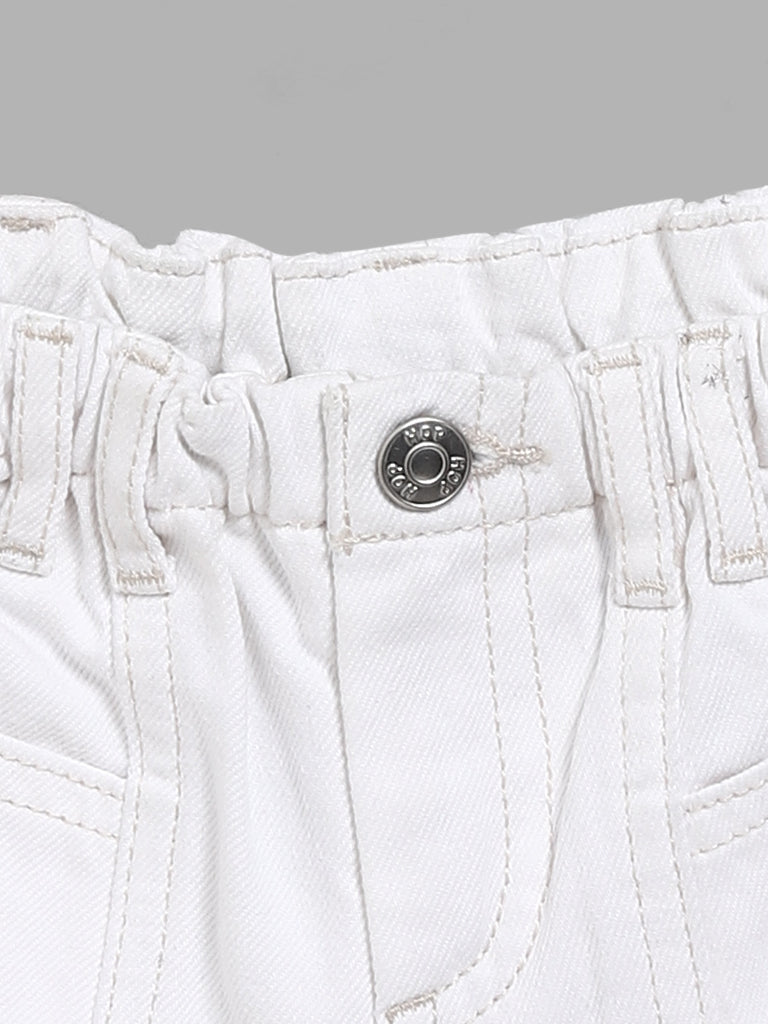 HOP Kids Solid White Denim Shorts