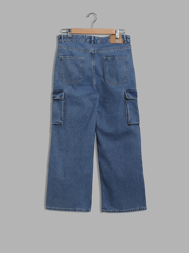 Y&F Kids Blue Relaxed - Fit High - Rise Jeans