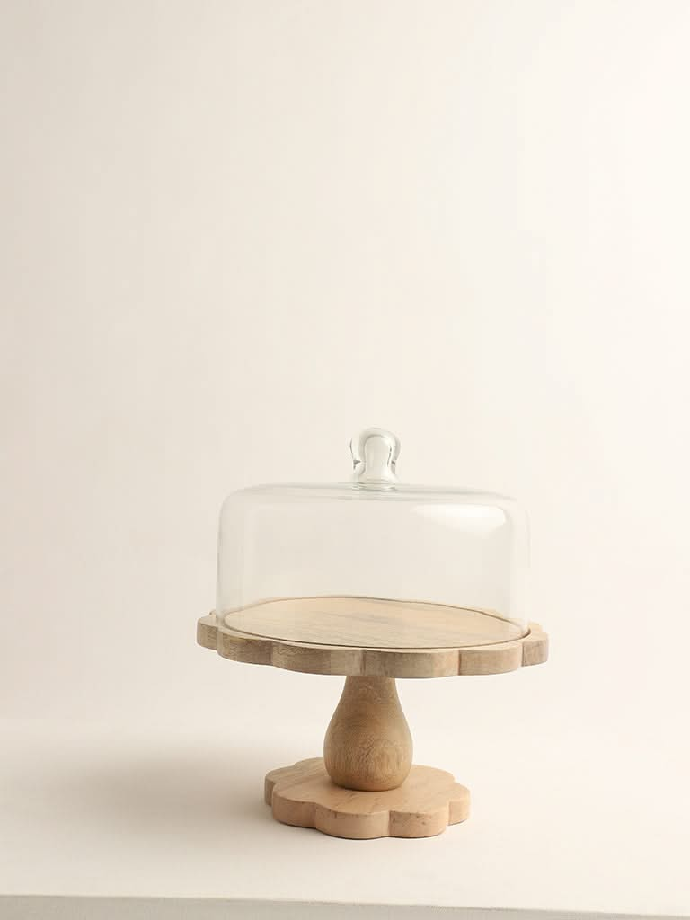 Westside Home Beige Scallop Base & Cloche