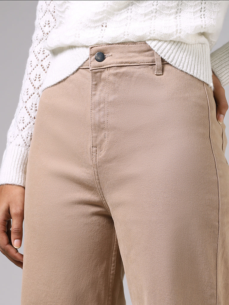 LOV Beige Wide Leg - Fit High - Rise Jeans