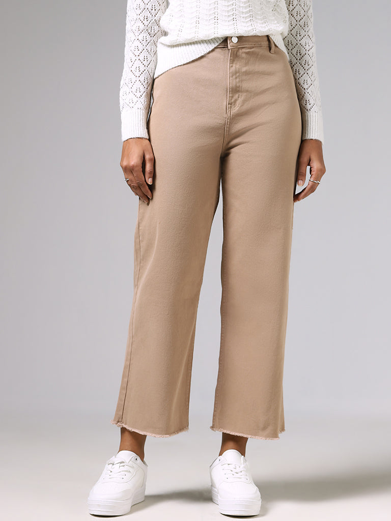 LOV Beige Wide Leg - Fit High - Rise Jeans