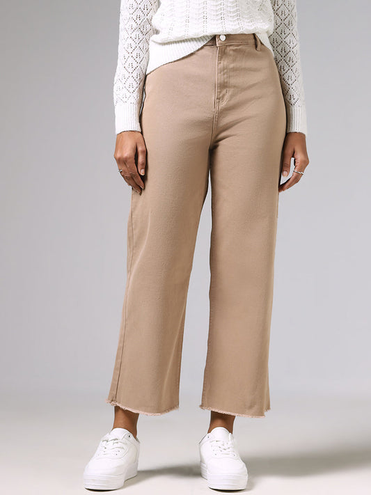 LOV Beige Wide Leg - Fit High - Rise Jeans