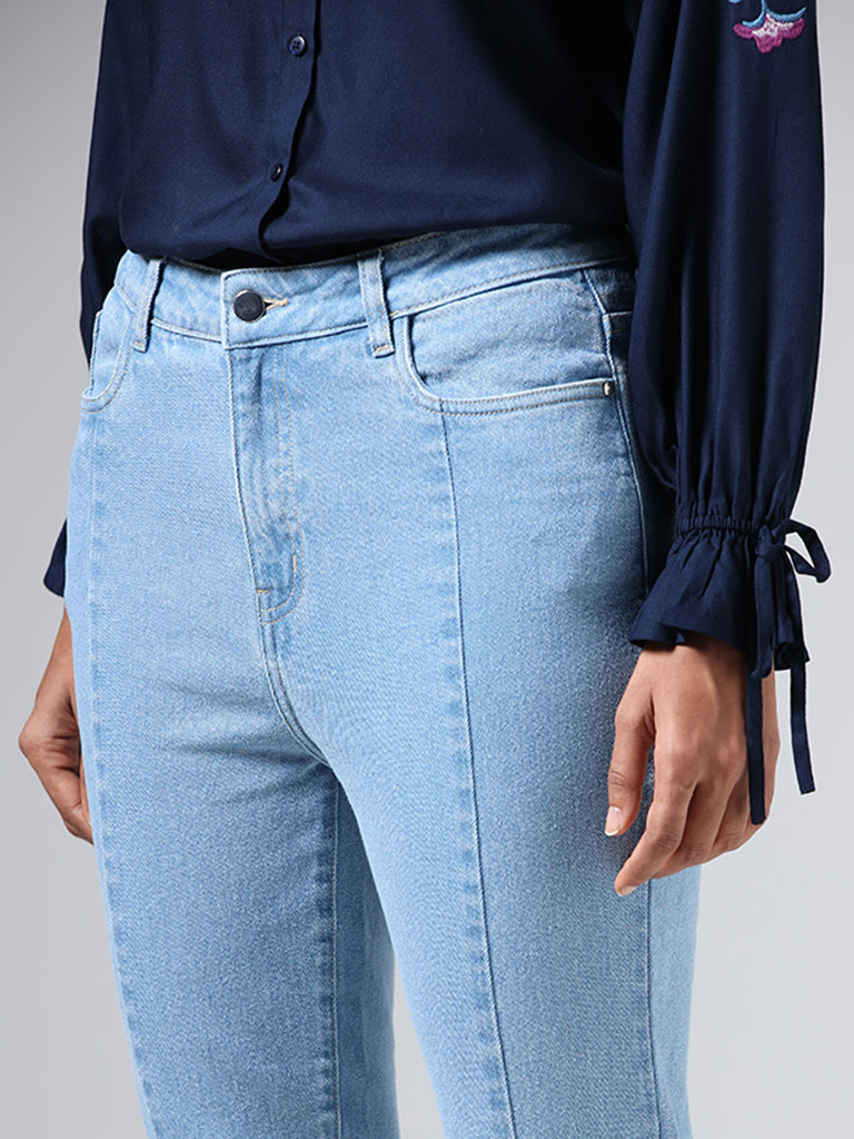 LOV Light Blue Slim - Fit Mid - Rise Jeans