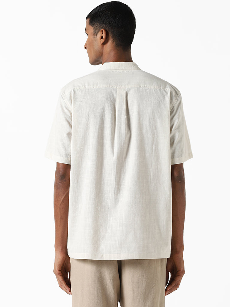 ETA Off-White Embroidered Cotton Resort-Fit Dobby Shirt