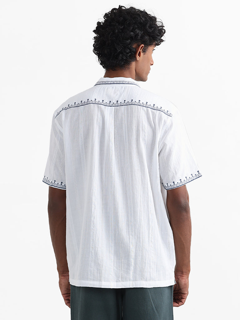 ETA White Embroidered Cotton Relaxed-Fit Shirt