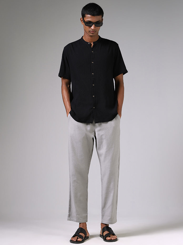 ETA Black Cotton Resort-Fit Shirt