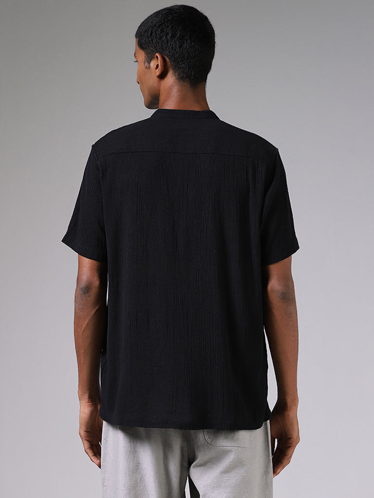 ETA Black Cotton Resort-Fit Shirt