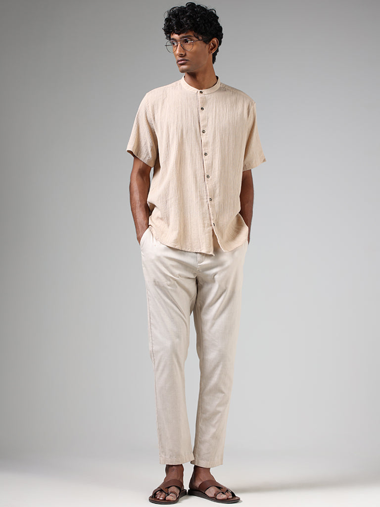 ETA Beige Crinkled Cotton Resort-Fit Shirt