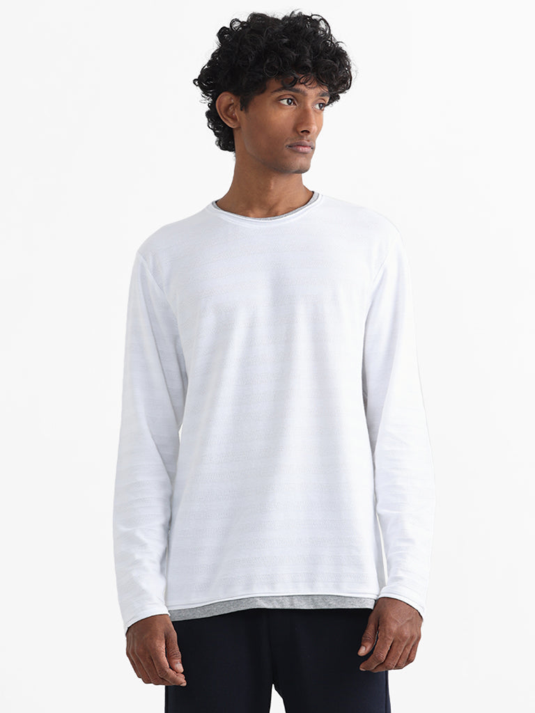 ETA White Ribbed Relaxed-Fit T-Shirt