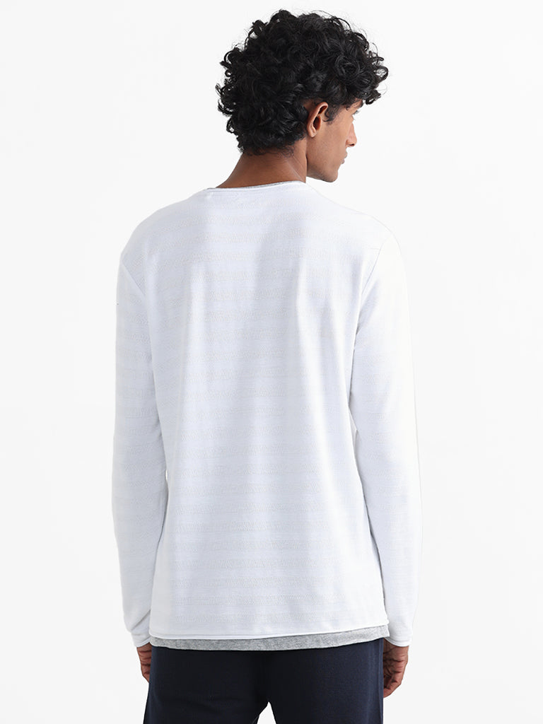 ETA White Ribbed Relaxed-Fit T-Shirt