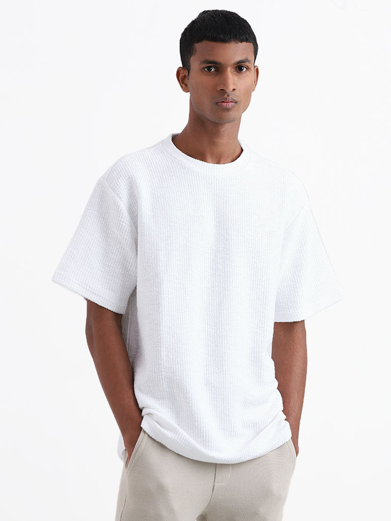 ETA Off-White Cotton Blend Relaxed-Fit T-Shirt