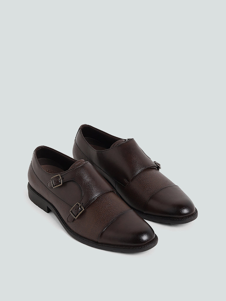 SOLEPLAY Brown Double Band Monk Shoes