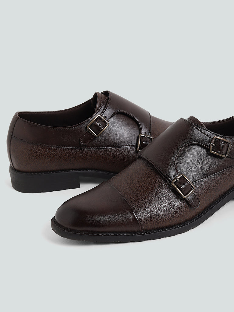 SOLEPLAY Brown Double Band Monk Shoes