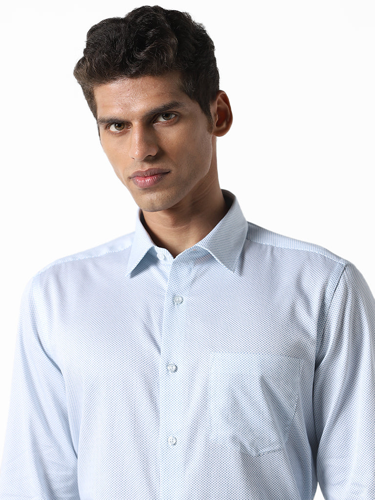 WES Formals Plain Blue Cotton Shirt