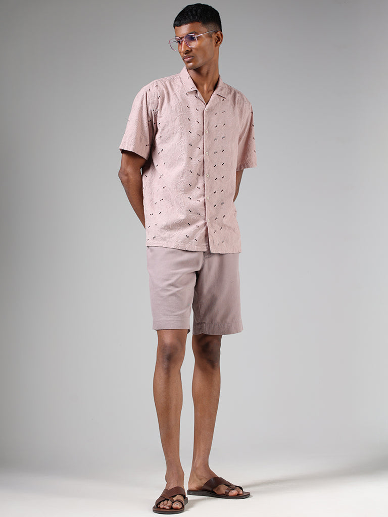 ETA Dark Pink Schiffli Relaxed-Fit Shirt