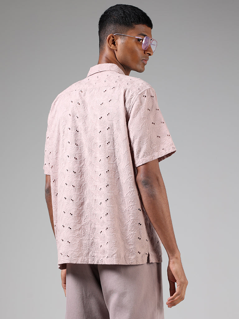 ETA Dark Pink Schiffli Relaxed-Fit Shirt