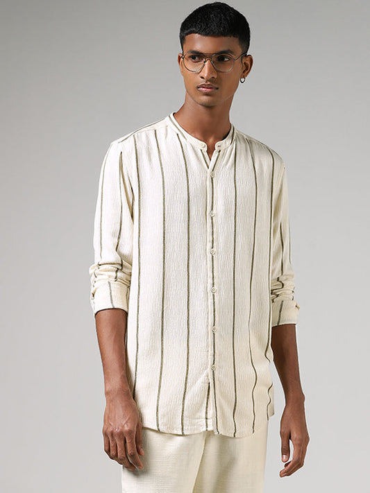 ETA Off White Broad Striped Resort-Fit Shirt