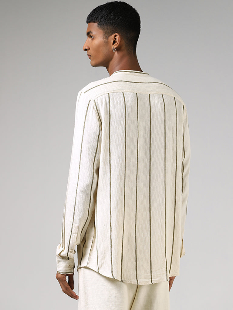 ETA Off White Broad Striped Resort-Fit Shirt