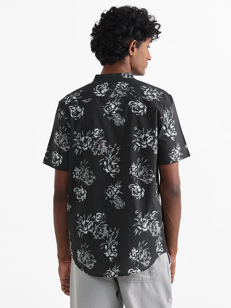 ETA Black Printed Floral Relaxed-Fit Lisa Cotton Shirt