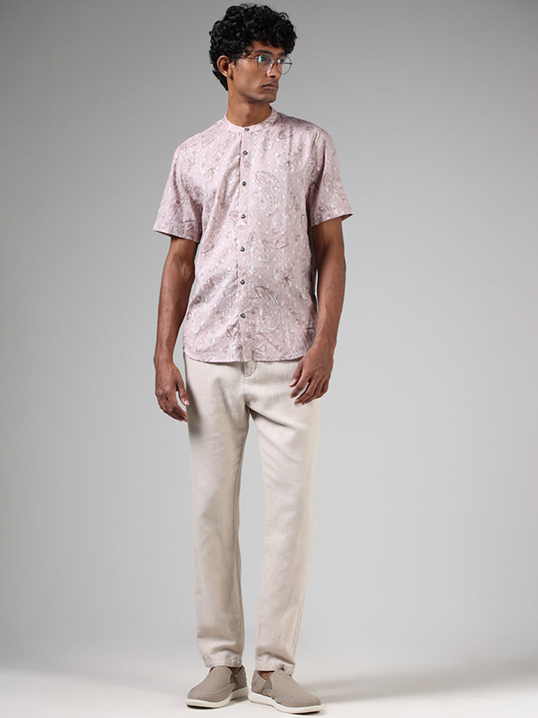 ETA Light Pink Paisley Printed Cotton Relaxed-Fit Shirt