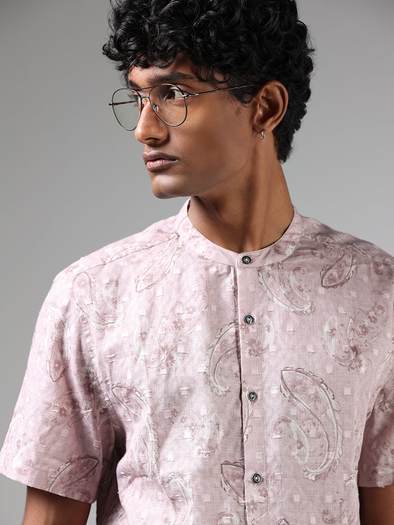 ETA Light Pink Paisley Printed Cotton Relaxed-Fit Shirt