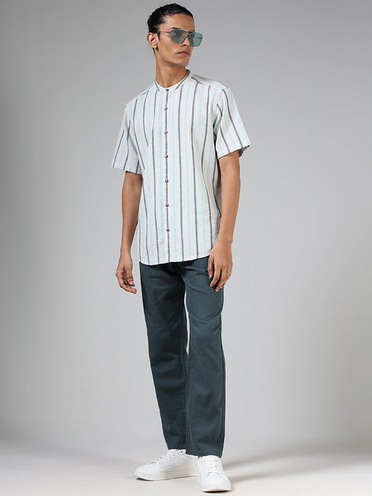 ETA Off White Striped Cotton Resort-Fit Shirt