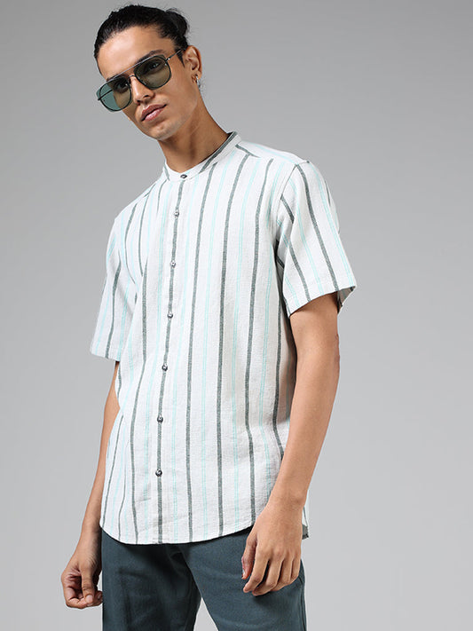 ETA Off White Striped Cotton Resort-Fit Shirt