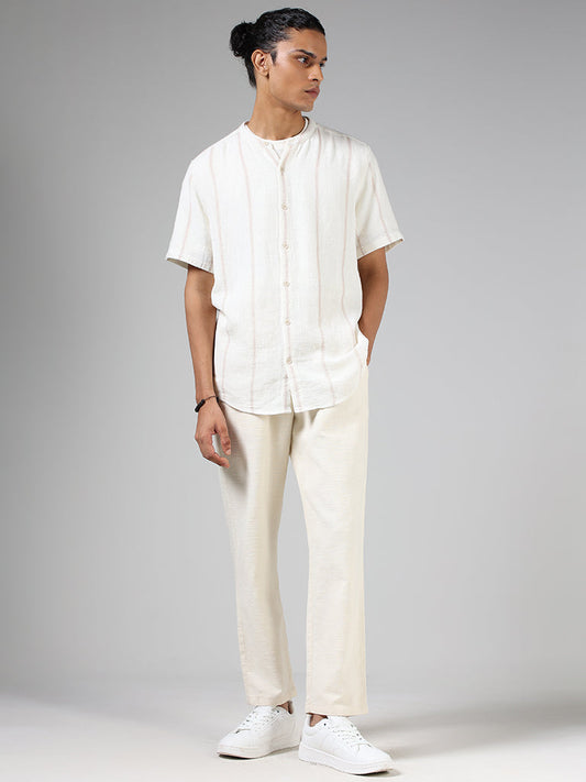 ETA Off White Striped Cotton Resort-Fit Shirt