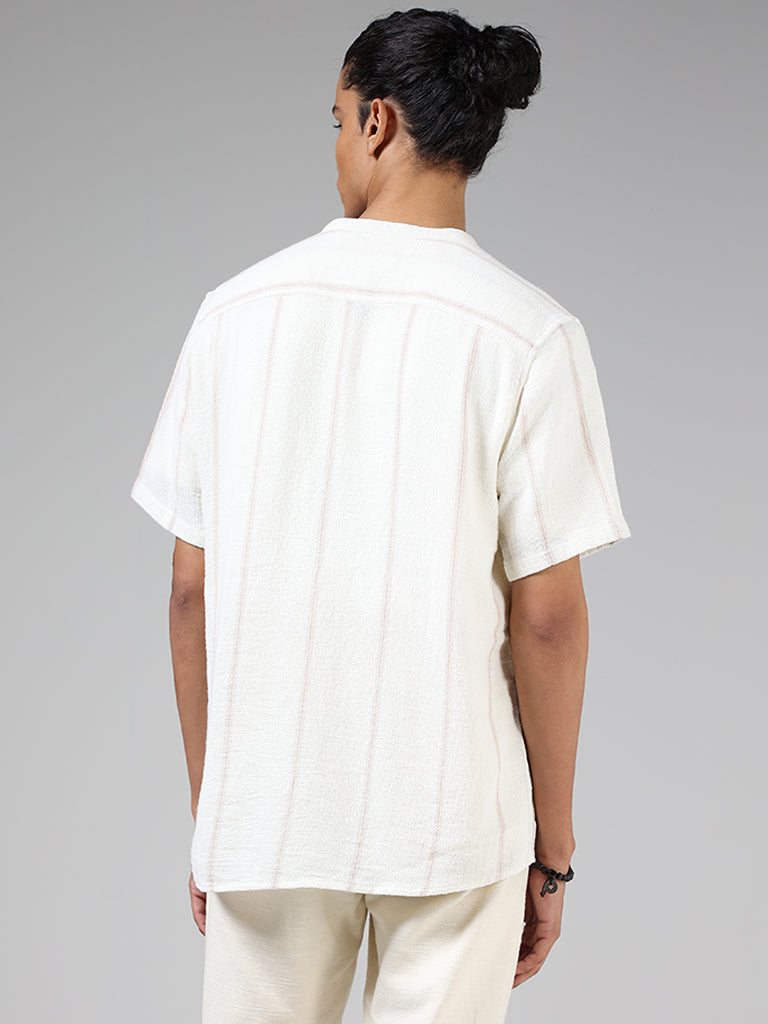 ETA Off White Striped Cotton Resort-Fit Shirt