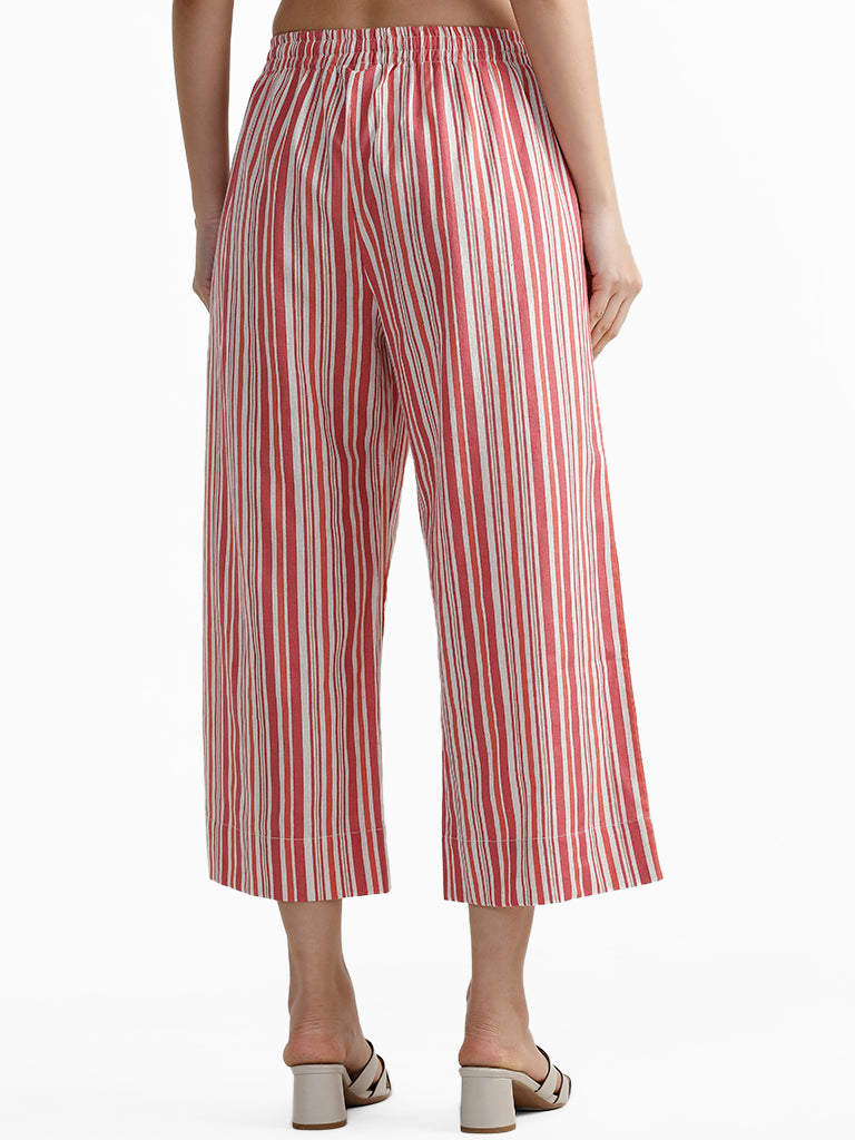 Utsa Pink Striped Palazzos