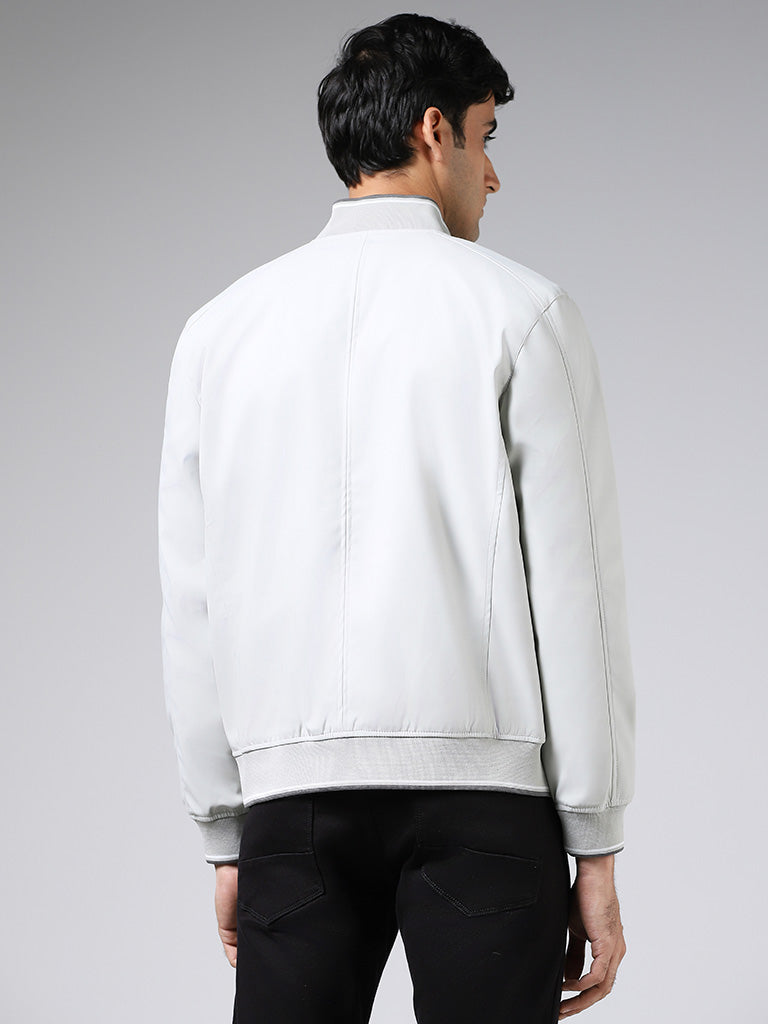 Ascot White Relaxed-Fit High-Top Zipper Jacket