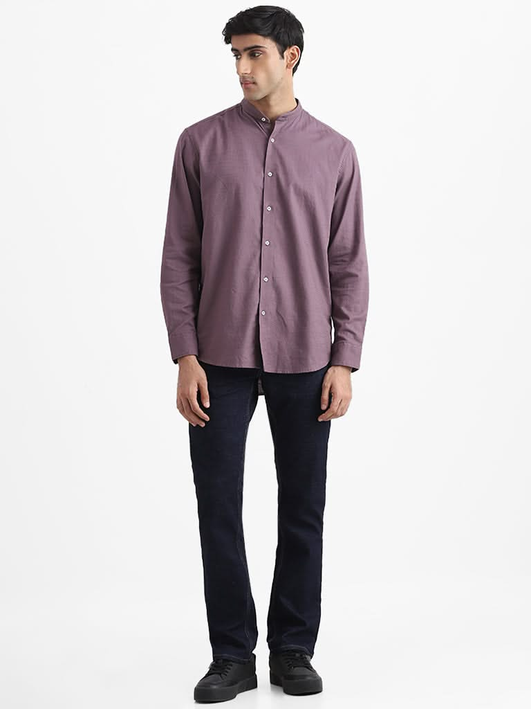 Ascot Purple Cotton Relaxed-Fit Shirt