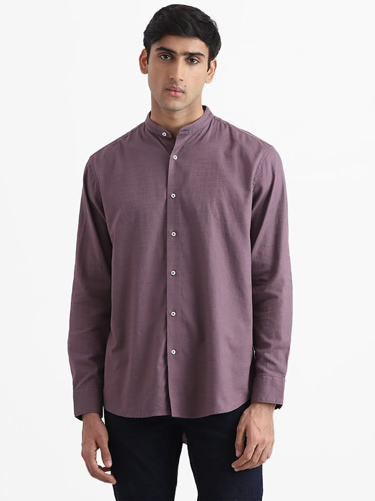 Ascot Purple Cotton Relaxed-Fit Shirt