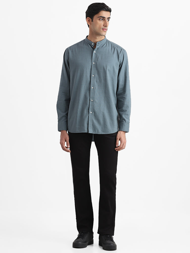 Ascot Aegean Blue Cotton Relaxed-Fit Shirt