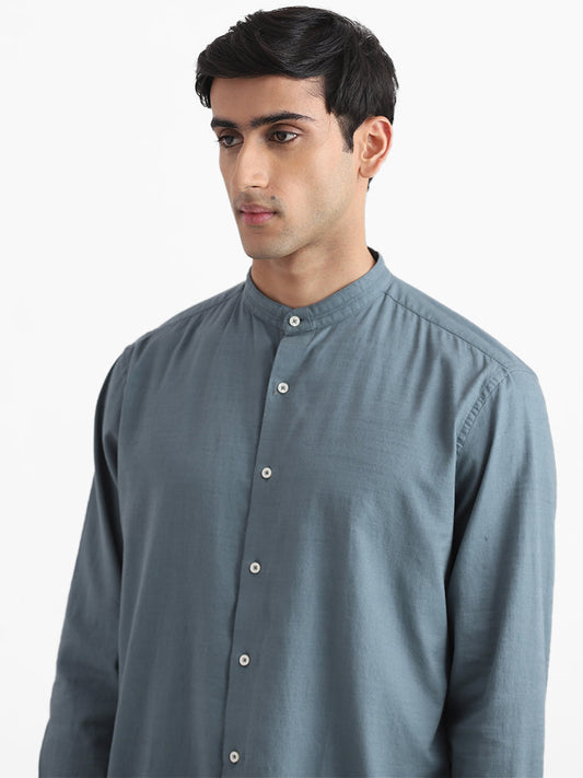 Ascot Aegean Blue Cotton Relaxed-Fit Shirt