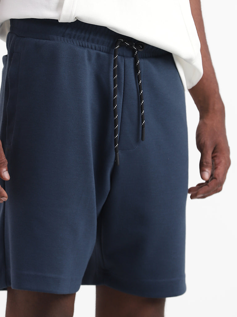 Studiofit Tint Navy Relaxed-Fit Mid-Rise Shorts