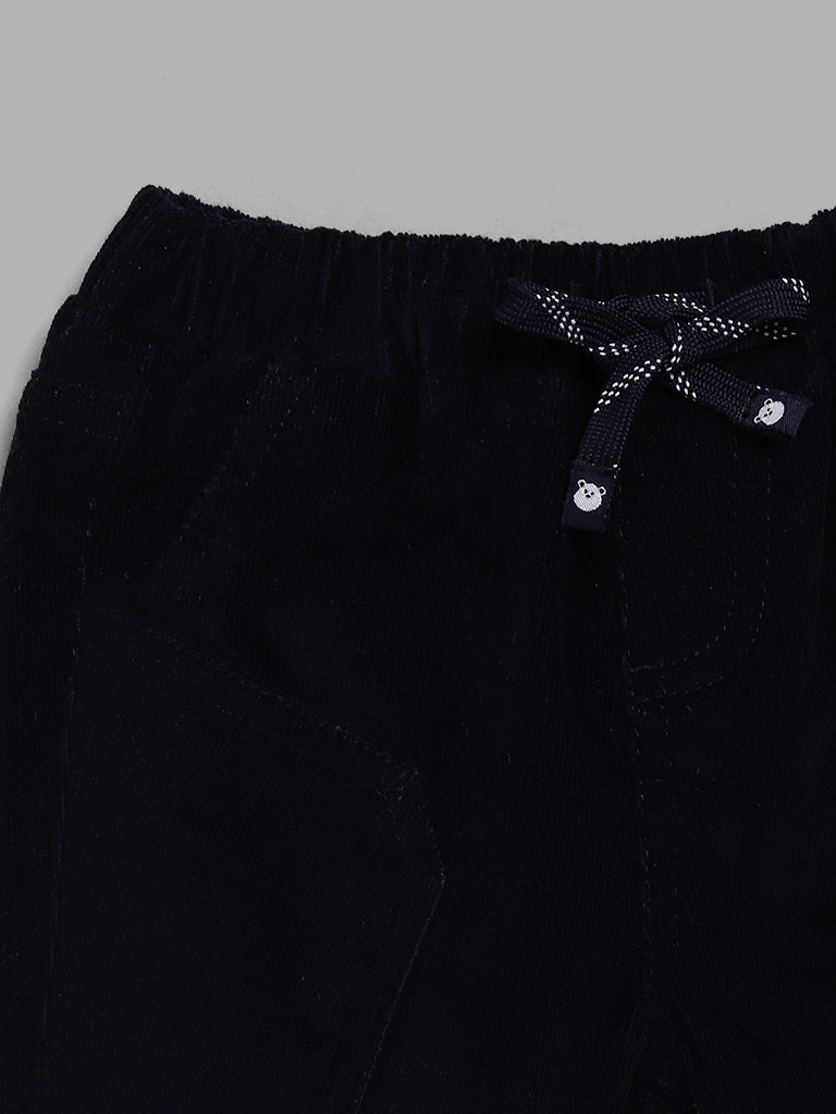 HOP Baby Navy Blue Solid Joggers