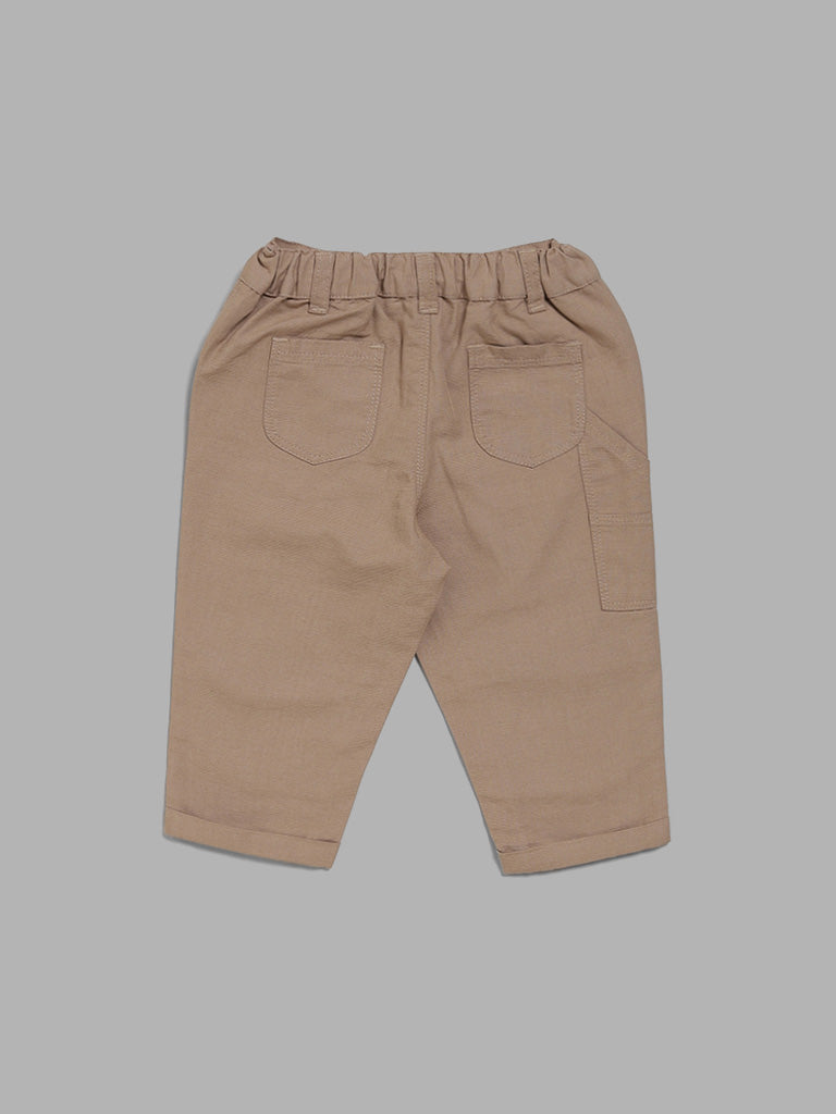 HOP Baby Solid Tan Brown Trousers