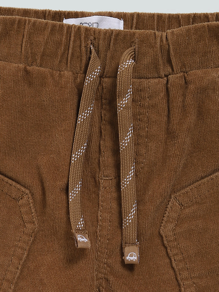 HOP Baby Solid Brown Corduroy Joggers